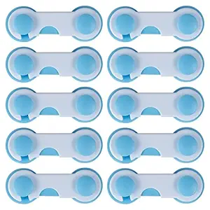 SYGA 8 Pcs Baby Safety Locks | Child Proof Cabinets, Drawers, Appliances, Toilet Seat, Fridge and Oven | Tools Not Required | Uses Dual Adhesive Tape and Latch System (Blue)