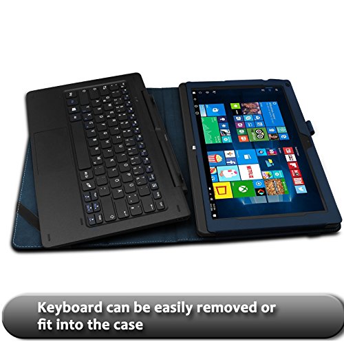 TrekStor SurfTab twin 11.6 Hülle Case -Infiland Slim Fit Folio PU-lederne dünne Kunstleder Schutzhülle Cover Tasche für TrekStor SurfTab twin 11.6 Volks-Tablet, 29,5 cm (11.6 Zoll 2in1 Tablet-PC) (mit Auto Schlaf / Wach Funktion,Tablet und Tastatur sind nicht entgehaltet) (Dunkleblau) - 5