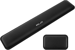 ELZO Podkładka pod nadgarstek pod klawiaturę i mysz, z pogrubioną wyściółką z pianki z pamięcią kształtu 65D o wysokiej gęstości, ergonomiczna konstrukcja, podkładka pod nadgarstek, antypoślizgowa