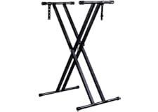 GMETALS Keyboard stand Heavy-Duty, Double-X, Adjustable Piano Keyboard Stand with Locking Straps (NK13-2kg Dual Braced) Elect