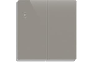 CNBINGO Big Rocker Button Switch with Phosphor Dots, Modern Matte Grey Wall Plate, Electrical Double Light Switch, 2 Gang 1 Way, 16A 250V