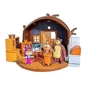 Simba – Masha et Michka – La Hutte de Michka – Pliable – 2 Figurines et 15 Accessoires – 109301632