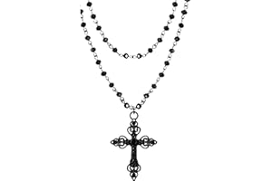 XIAGER Gothic Layered Pendant Choker,Cross Necklace,Choker Necklace,Vintage Multi-Layered Gothic Style Dark Exaggerated Cross Necklace,Black Choker,Choker Necklaces for Women,Gothic Jewellery for Women