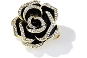 Kaichen Black Camellia Brooch, Jewelry for Women, Girls, Ladies, Exquisite Packaging