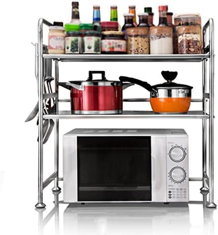 HYDT Multifunctional stainless steel microwave oven racks kitchen table dressing shelves ( Color : Style-1 , Size : 63cm )
