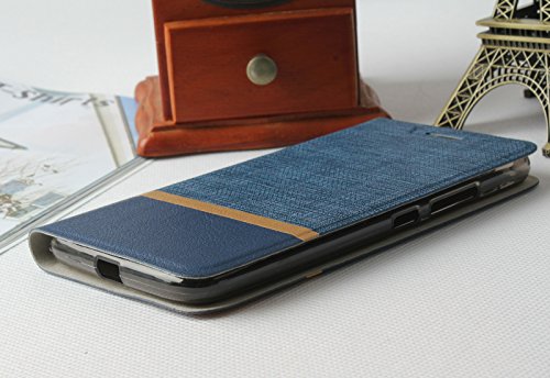 Lively Life Motorola Moto G5 hülle – Premium Luxuriös PU lederhülle[Vollständigen Schutz] [Kreditkartenfach] Folio Flip Tasche Schutzhülle im Denim Pattern für Lenovo Moto G5(Denim-Blue) - 2