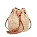 Produktbild Damen Frauen Mädchen Volltonfarbe hohe Kapazität Weave Quasten Schulter Eimer Tasche (Brown)
