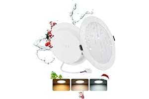 Grebeam Lot de 2 Spot LED Encastrable Extra Plat 24W, Spot Salle de Bain, IP44, Rond, 3000K Blanc Chaud/4000K Blanc Neutre/6000K Blanc Froid, Spots LED Plafond pour Cuisine Salon, Trou Ø185-210mm