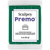 Sculpey Premo&trade; Polymer Oven-Bake Clay, Forest Green, Non-toxic, 56ml bar, Jewelry making, holiday, DIY, mixed technique and home deco