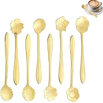 4 Cuillères à Café En Inox Forme Cœur - Petit Cuillère Dorée Pour Expresso, Dessert, Sucre - 13