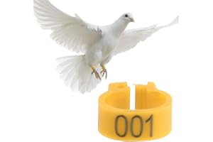 YOUTHINK 100Pcs 8Mm 001-100 Anillos De Paloma Numerados, Anillos De Pierna De Paloma De Plástico Anillos De Bandas Para Patas De Pájaros De Paloma(Amarillo)
