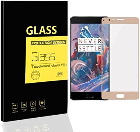 MENGGOOD OnePlus 3 / 3T Screen Protector Full Coverage Tempered Glass Protective Films [ Edge to Edge ] Invisible Crystal Clear Entire Screen Protection Display for OnePlus 3 / 3T [ Golden ]