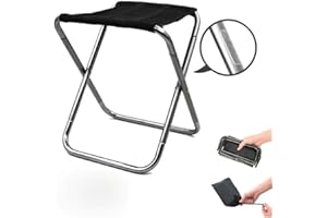Deror Taburete Plegable para Exteriores, Ligero, de aleación de Aluminio, Taburete Plegable, Compacto, portátil, para Pesca, Asientos para Acampar(A)