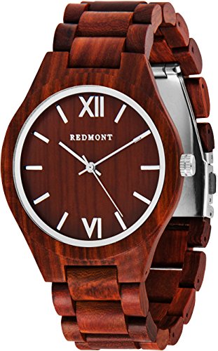 OLIVER REDMONT Holzuhr aus echtem Sandelholz | RED EDITION | Edle Geschenk-Verpackung | Naturprodukt | Hypoallergen | Unisex Holz-Armbanduhr fr Damen und Herren OLIVER REDMONT Holzuhr aus echtem Sandelholz | RED EDITION | Edle Geschenk-Verpackung | Naturprodukt | Hypoallergen | Unisex Holz-Armbanduhr fr Damen und Herren