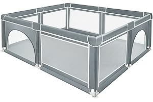 HUOLE Parc Bebe en maille avec Balles, Centre D'activités de Parc Enfant, Idéal Convient pour une Utilisation,Intérieure/Extérieure,Centre d'activités pour Enfants-180 * 150 * 66 cm-gris foncé