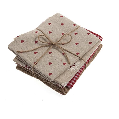 Groves EHENG050 rojo Navidad tela Natural totallygifts trimestres 45 cm x 53 cm 4 unidades