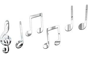 Music Note Stickers - Adhesive Pack of 6 Acrylic Music Wall Decor,Creative Musical Note Wall Decal, Self-Adhesive Mirror Effect Stickers for Bedroom Music & Dance Stadio Room Gimocool