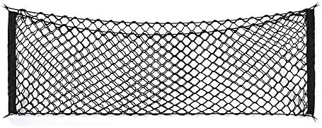 Adjustable Elastic Heavy Duty Cargo Net - Universal Stretchable Truck Net with Hooks | Organizer, Storage, Mesh, Nylon, Bungee | for Car, SUV, Truck, -Black