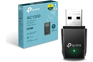TP-Link Archer T3U - Adaptador Wi-Fi AC1300, Receptor Wi-Fi, Doble Banda 5GHz (867Mbps) y 2GHz(400Mbps), MU-MIMO, USB 3.0, Tamaño Mini, Color Negro