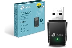 TP-Link Archer T3U - Adaptador Wi-Fi AC1300, Receptor Wi-Fi, Doble Banda 5GHz (867Mbps) y 2GHz(400Mbps), MU-MIMO, USB 3.0, Tamaño Mini, Color Negro