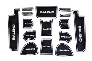 CAR DROME Soft Rubber Premium Door Cup Mats for Maruti Suzuki Baleno (Zeta/Alpha/RS), White, Set of 15 Pieces