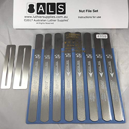 als Guitar nut file set 10 pz - 50 con istruzioni (bonus tastiera guardia set) # 4050 nut file Made in Japan by uo-chikyu Hiroshima - istruzioni by Australian Liutaio forniture