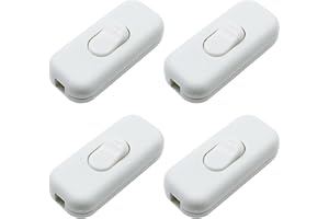 HOMEJOY 4 Stück Zwischenschalter Inline Schalter 6A 250V Schnurzwischenschalter Kabelschalter 2-3 Adrige Zuleitungen Schnurschalter für Elektrischen Lampen Tischlampen Kleingeräte (Weiß)
