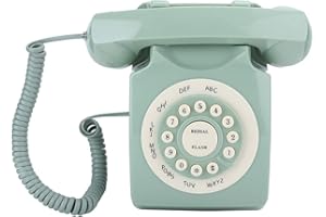 YUNIR Europäisches Telefon, Hellgrüner Pastoralstil 80er Jahre Klassisches Retro Antikes Vintage Festnetztelefon, für Haus/Hotel/Büro
