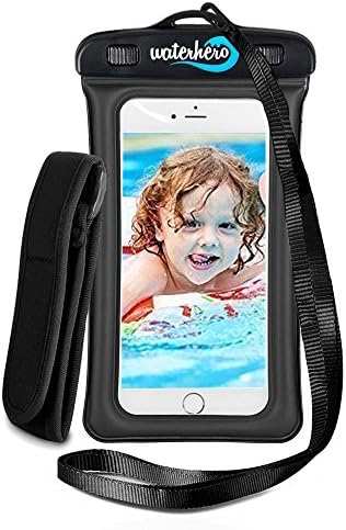 WaterHero® Universal Floatable Waterproof Case ✪ Built in AUDIO-JACK ✪ Waterproof to 100ft/30m deep. Durable Touch Responsive Waterproof Case for Swimming, Skiing, Camping, Hiking, Kayak, Rafting, Fishing, Scuba Diving, Travel, Beach, Holiday Essentials Equipment Accessories. Premium Dry Bag Cover Pouch. Fits All Mobile Phones. Lifetime Warranty.