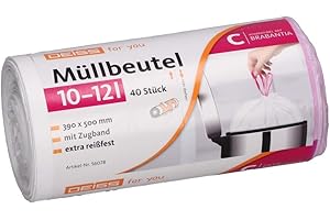 Bolsas de basura DEISS 10 – 12 litros para Brabantia Touch Bin (tamaño C), 40 unidades