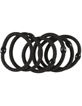 6Stück Haargummis Haar Textil–Ring Kunststoff–Schwarz