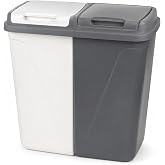 90 Litre &Ccedil;ift B&ouml;lmeli Kirli &Ccedil;amaşır Sepeti | 2 x 45 L Kapasiteli | Kapaklı Plastik &Ccedil;amaşır Sepeti | Beyaz ve Renkliler İ&ccedil;in A