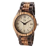 TJW 6006 Herren-Armbanduhr, natürliches Holz, analog, Quarz, handgefertigt, Casual