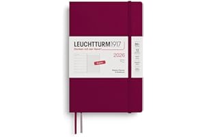 LEUCHTTURM1917 Paperback (B6+) 2026, copertina morbida, Port Red, Inglese