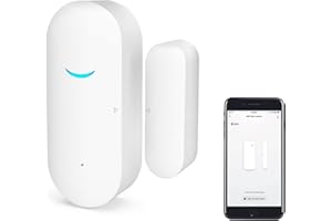 RISOON Sensor de Ventana de Puerta WiFi: Sensor de Ventana Inteligente con notificación Gratuita, Sistema de Seguridad para el hogar Inteligente, Compatible con Alexa Google Home (Paquete de 1)