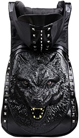 SINPAID Unisex Fashion Backpack Leisure Daypacks Travel Backpack Satchels Schoolbags Punk Style SQB180 (Black Wolf )