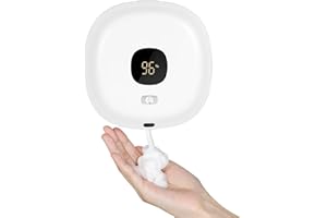 PANTHEM Automatyczny dozownik mydła, elektryczny, automatyczny dozownik mydła, mocowanie ścienne, bez wiercenia, 300 ml, dozownik mydła w piance, do ponownego ładowania, z czujnikiem, dozownik mydła do łazienki, kuchni, biura, szkoły (biały)