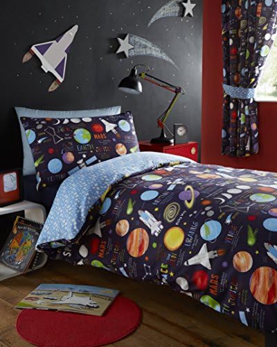 Childrens Planets Single Polycotton Duvet Set