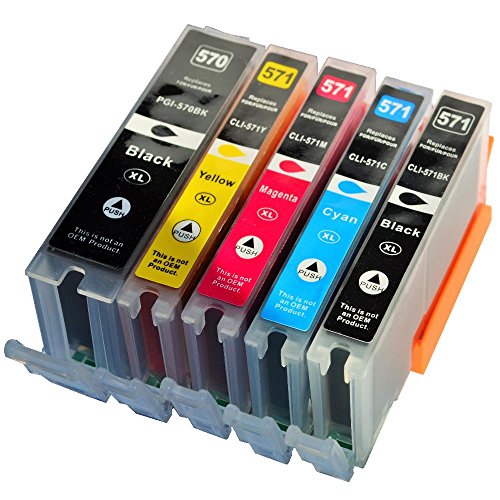 5 XL Tinten Patronen kompatibel zu Canon Pixma MG 5700 MG 5750 MG 5751 MG 5752 MG 5753 MG 6800 MG 6850 MG 6851 MG 6852MG 6853 MG 7700 MG 7750 MG 7751 MG 7752 MG 7753 PGI-570 XL CLI-571 XL mit Chip und Füllstand
