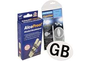 Family Motoring & Leisure Eurolites Headlamp Beam Adaptors Headlight Converters + 2 French Alcoproof Breathalysers + UK National Sticker