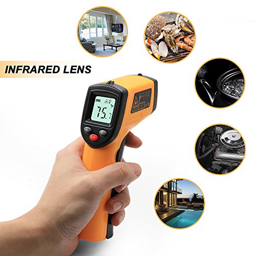 SUNJAS Infrarot Laser Temperaturmessgerät -58 bis 716°F(-50 bis 380°C) Berührungslos Thermometer Digital LCD Funk (mit Batterien) - 6