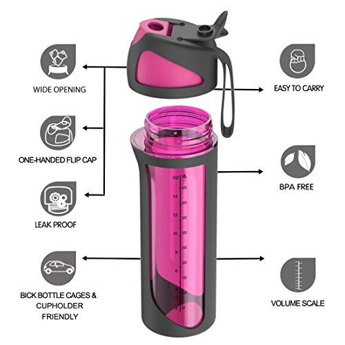 AVOIN colorlife 550ml bruchsichere und kratzfeste Sport-Wasserflasche mit auslaufsicherem Deckel – BPA Frei, ungiftig & umweltfreundlich - 3