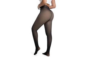 DIKER Medias Térmicas Mujer Invierno, medias termicas con Forro Polar, pantys termicos mujer de Alta Elasticidad y Cintura Alta, Largo Extra