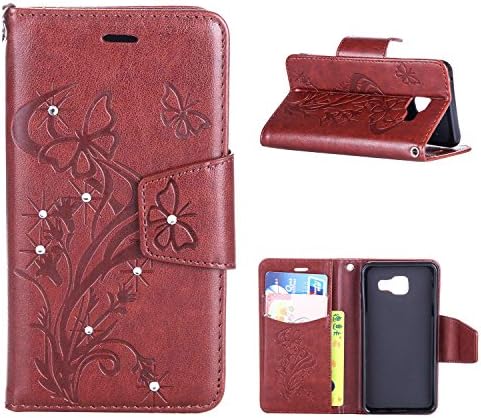 MOONCASE Galaxy A5 2016 Case, Rhinestone Butterfly Pattern Embossing Art PU Leather Soft TPU Card Slots Wallet...