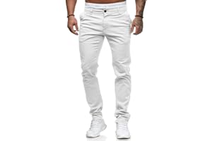 Osheoiso Hommes Chino Pantalon Slim Fit Stretch Pantalons Moulants Casual Élastique Pantalon Business Skinny Pantalon Décontracté Coupe Ajustée Pantalon avec Poches