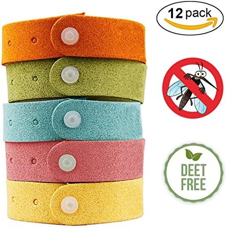 FIBOUND Mosquito Repellent Bracelet 12 Pack - Natural Deet-Free Insect Bug Repellent Bands,Non-Toxic Safe For Kids,Indoor Outdoor Protection,Protection Up To 600 Hours