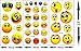 Produktbild XXL Emoji Smiley Vinyl Aufkleber Riesen-Sticker Dekoration 004/3 große Bögen (30 x 55 cm)/teilweise mehrschichtig mit 3D Effekt und Hologramm-Aufdruck/Lustige Whatsapp Facebook Emoticon Deko