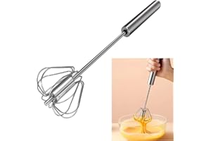 BUSINESS SQUARE BS – Fouet Rotatif à œufs Semi-Automatique 1 Pièce Fouet en Acier Inoxydable Outil de Cuisine - Melangeur Sans Moteur Electrique