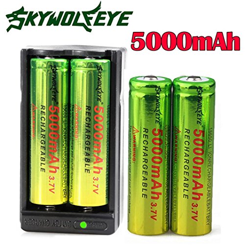 Batterie OyedensNeue 4pcs 3.7v 5000mah 18650 Nachladbare Li-Ionbatterie + Doppelaufladeeinheit