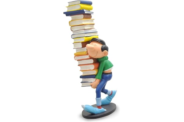Plastoy Gaston Lagaffe Figurine Gaston Portant Une Pile de Livres - Résine - 25 cm